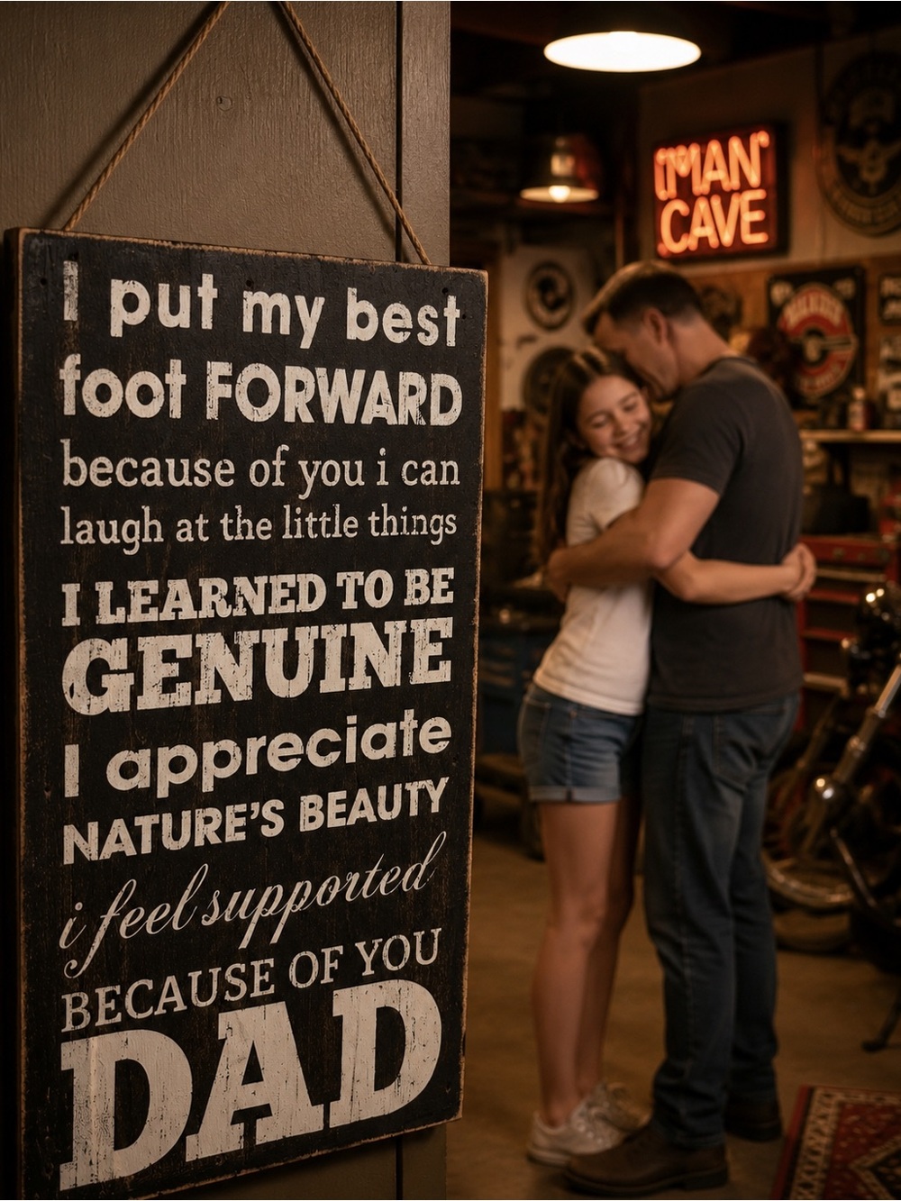 Dad Appreciation 7”x13” Wall Sign - Black & White Rustic Home Wall Decor
